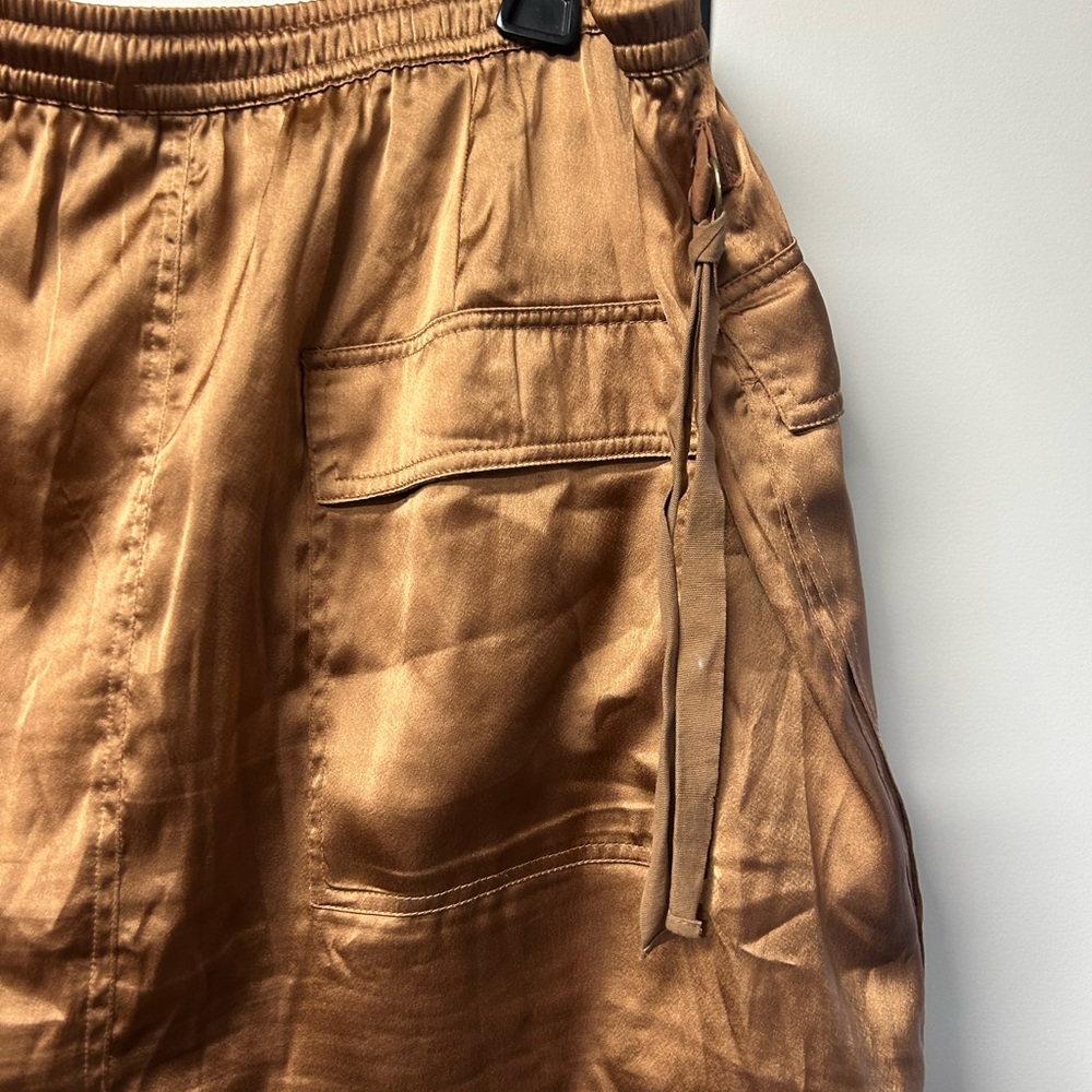 Anthropologie Love The Label Gold Cargo Satin Skirt - Picture 12 of 12